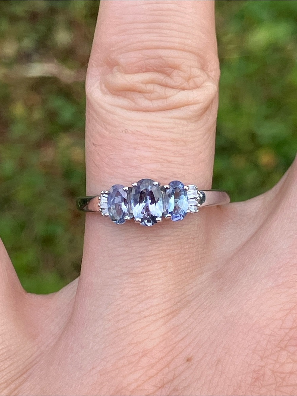 Peacock Tanzanite Diamond Ring Size 8